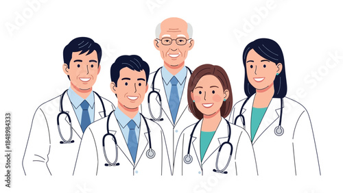 Medical Professional Team: A team of dedicated medical professionals, exuding confidence and expertise, stands united. Each member embodies professionalism. They represent the forefront of healthcare.