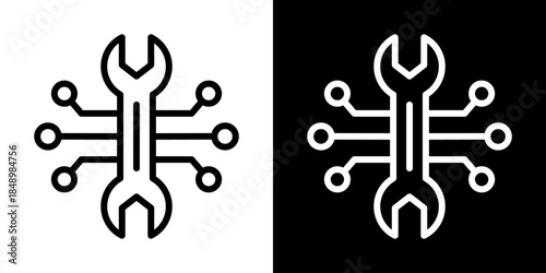 Remote Maintenance Icon Of Line Black And White Style Vector Illustration
