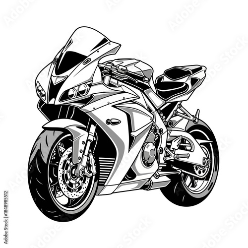 Black and White Motorcycle Illustration.