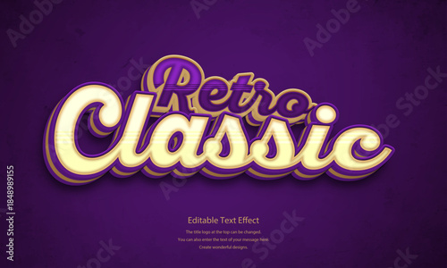 [Editable Text Effect Logo] ”Retro Classic  Logo” The title logo style is  A three-dimensional, antique, classic logo style set against a background that has the feel of antique, retro paper texture.