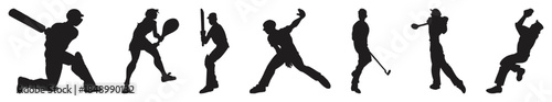 Cricket Players Action Silhouette Collection.