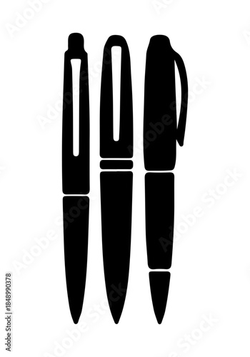Ballpoint pen set vector art, ink pen art, pen silhouette, various pen vector illustration