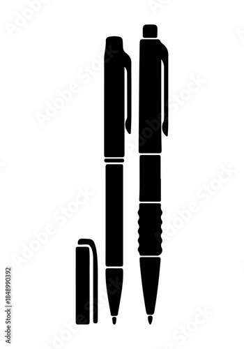 Ballpoint pen set vector art, ink pen art, pen silhouette, various pen vector illustration