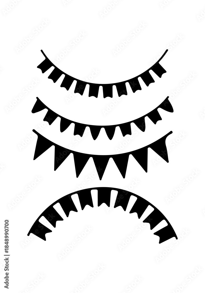Obraz premium Bunting flag set vector art, bunting flag art, flag silhouette, modern festive flag vector illustration