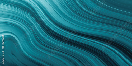 Abstract blue waves with smooth digital lines and green light swirls create a motion art texture for a modern wallpaper backdrop design