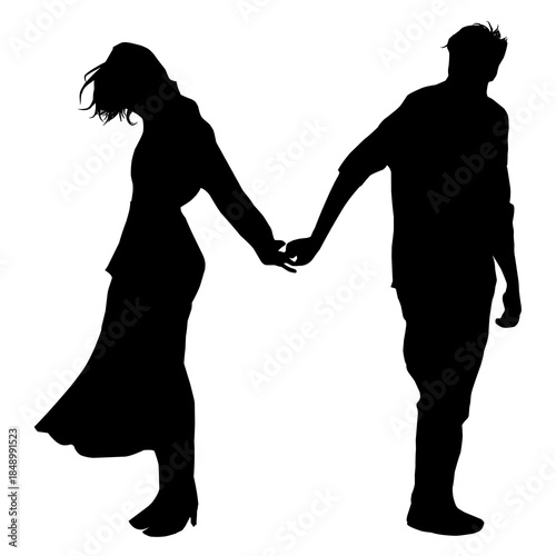 Sad Couple Holding Hands Apart