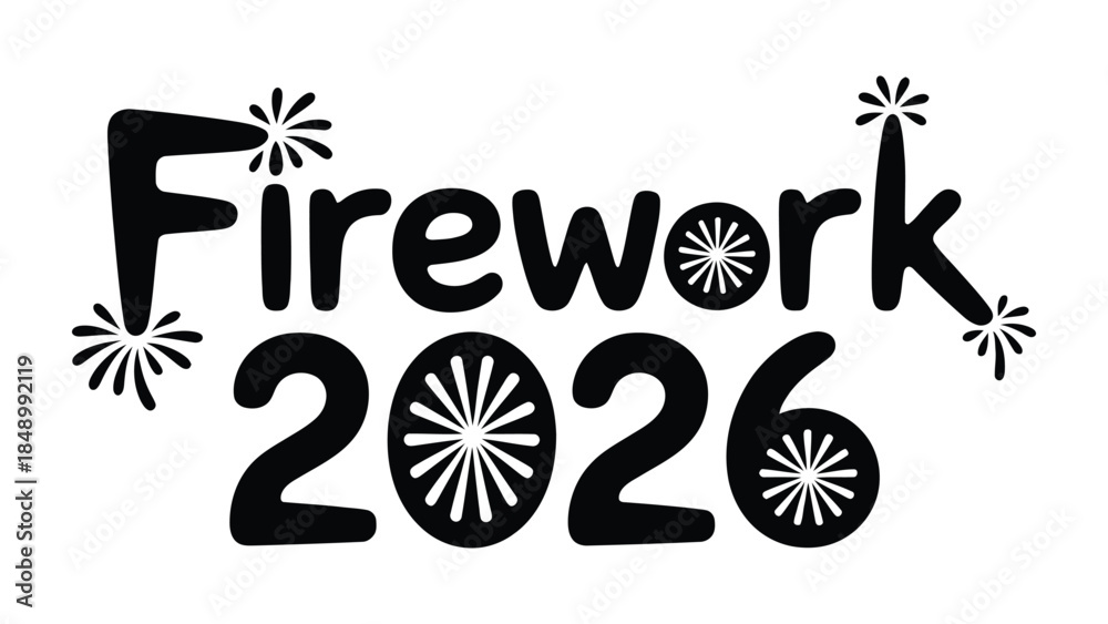 Fototapeta premium Fireworks 2026 Celebration: A vibrant display of festive elements, celebrating the year 2026 with a burst of color and excitement.