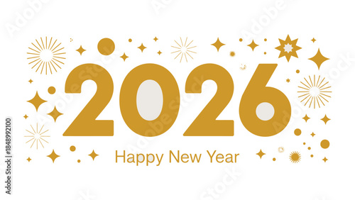Golden Year Ahead: A visually striking, festive design spells out 2026, wishing a happy new year with celebratory elements. A hopeful and inspiring graphic to usher in the new year.