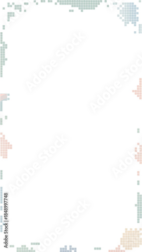 Abstract Decorative Frame: A minimalist frame made up of a border of small stars, creating an interesting effect with subtle hints of blue, yellow, and green