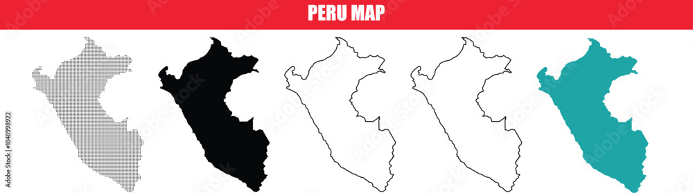 Obraz premium Peru Map Illustrations in Various Styles and Colors