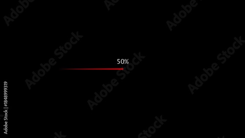 Thin red progress bar at 30 percent on black background