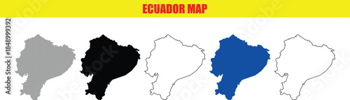 Ecuador Map Outline in Various Styles and Colors