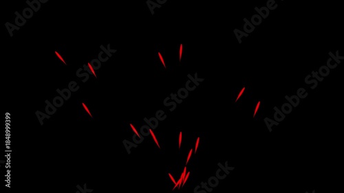 Small red oval shapes scattered on a black background