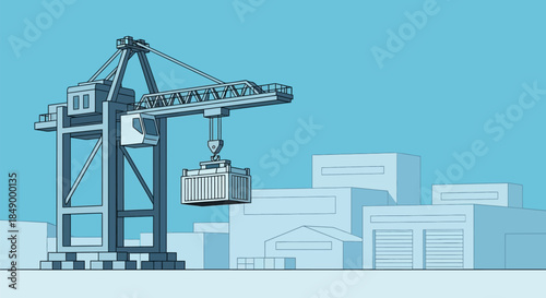 Industrial Crane in a Cityscape