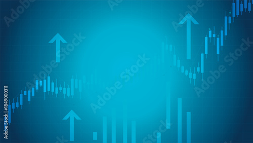 Financial growth visualization: stock market chart with upward trends and analysis