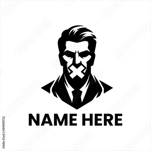 Business Man Silhouette with Mouth Covered Represents Silence, Secrecy, and Suppression in the Corporate World