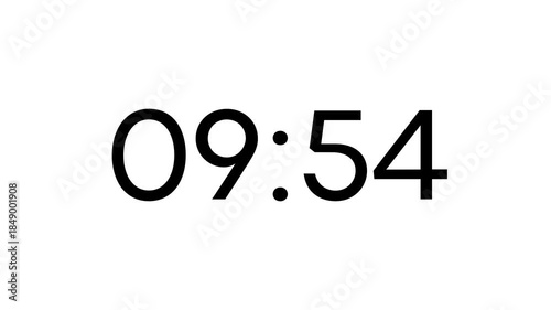 10 Minute White Timer Counting Down, with minutes and seconds on white background.