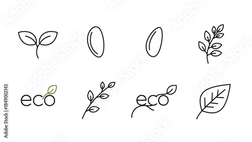 Minimalist Eco Friendly Nature Symbols for Sustainability and Environment Concepts