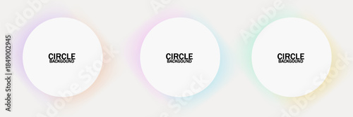 3D white circles frames background set on bright copy space. Colorful lights decoration. Minimal modern graphic design element with glowing style concept for web, poster, flyer, card or brochure cover