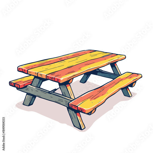 Vsai wooden picnic table with benches for outdoor dining