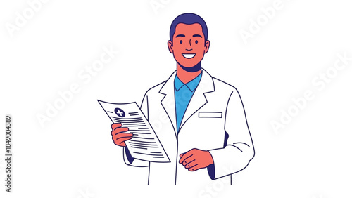 Medical Professional with Medical Chart: a cheerful medical expert stands confidently, clutching a medical chart, offering a symbol of healing.