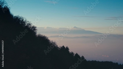 Mountain landscape view from a cable car, Skopje North Macedonia Vodno