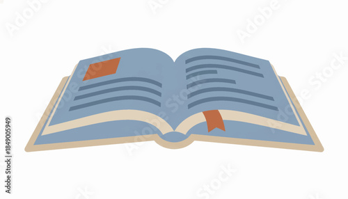 A flat design vector illustration of an open book. Minimalist graphic icon for education, reading, and literature. Knowledge and learning symbol isolated on a white background