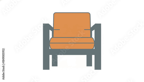 Modern armchair vector illustration. Minimalist flat design furniture icon. Simple geometric seating graphic isolated on a white background