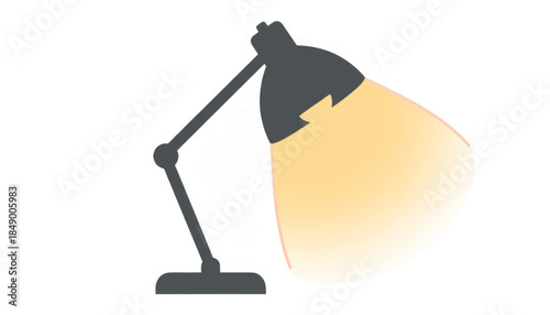 Minimalist desk lamp vector illustration. Flat design icon representing study, work, and ideas. Simple adjustable lighting graphic isolated on a white background