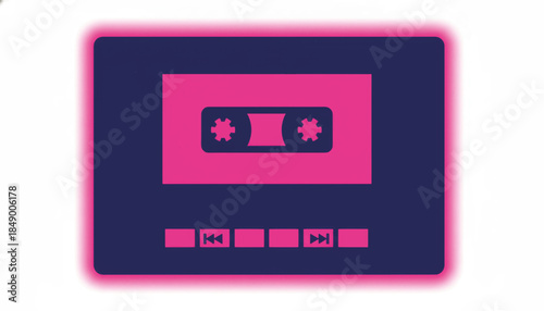 Retro cassette tape player icon. Minimalist flat design vector illustration. 80s and 90s music and nostalgia concept