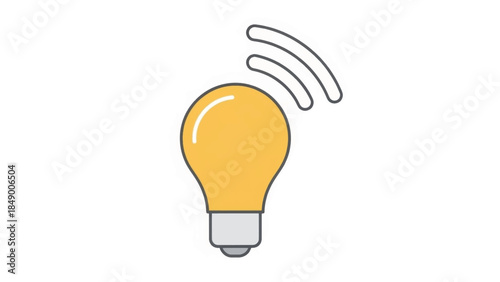 Smart light bulb wireless icon. Flat design vector illustration for IoT and smart home technology. Connectivity symbol