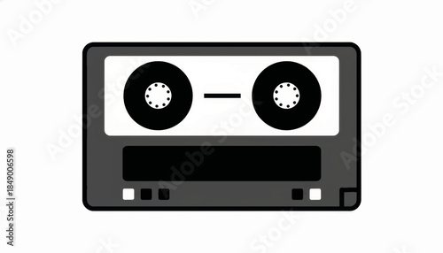 Retro audio cassette tape icon. Simple flat design vector illustration. Vintage 80s and 90s music symbol for web and apps.