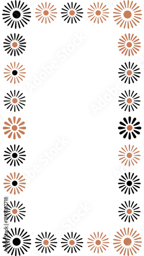 Sunburst Frame Design: A creative and vibrant graphic features a sunburst design frame, perfect for adding a touch of elegance and visual appeal to any project.