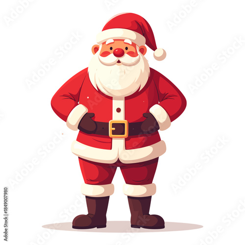 Simple Flat Vector Design of Santa Claus with Red and White Palette