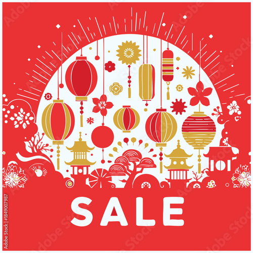 Collection vector material of simple stylish New Year's and New Year's greeting frame and illustration