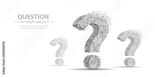 Question mark. 3d abstract vector illustration isolated on white background. Ask symbol. Help support, faq problem, education, confusion, think search concept illustration


