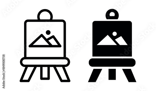 Minimalist Painting canvas icon.Solid and line vector illustration.