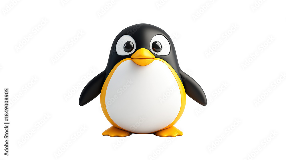 Fototapeta premium Cute Cartoon Penguin on Transparent Background