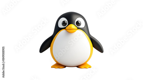 Cute Cartoon Penguin on Transparent Background