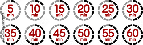 時間を示すアイコン（5min/10min/15min/20min/25min/30min/35min/40min/45min/50min/55min/60min）
