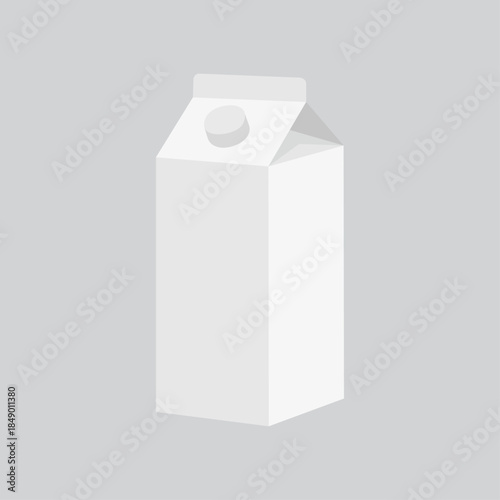 A minimalist flat vector illustration of a white blank milk carton with a cap. Clean design for dairy packaging and beverage branding.