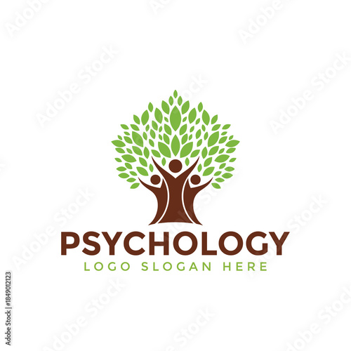 Psychology Logo Design with Tree and Human Elements, Symbolizing Growth and Harmony