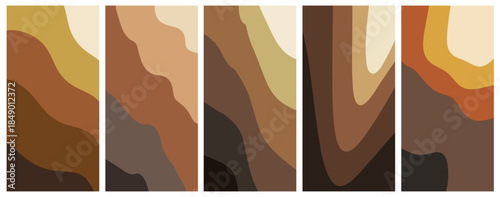 Abstract Earth Tones Layered Organic Shapes Vertical Panels.