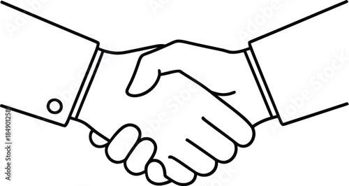 A simple line art illustration depicting a professional handshake between two individuals