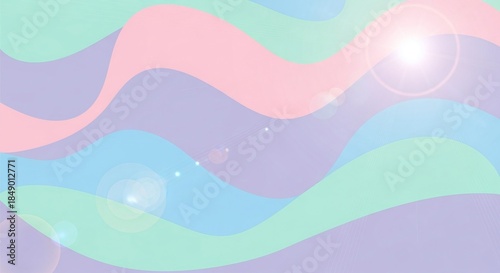 Soft Pastel Abstract Waves with Ethereal Light and Lens Flare