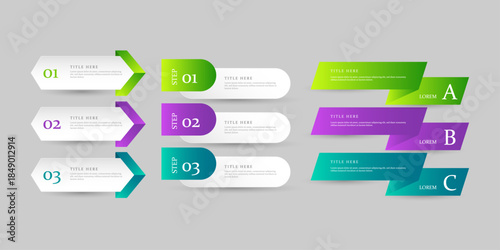 Infographic set of step colorful illustration for business or education