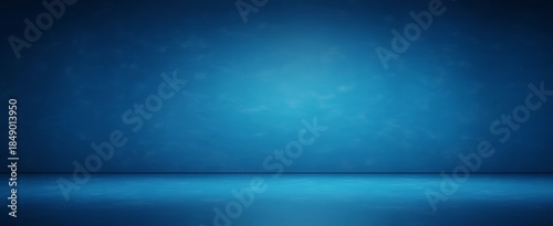 A dark blue gradient background with a subtle horizontal surface