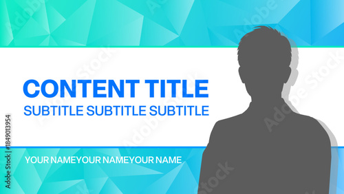 ビジネスプレゼン用テンプレート、青系の抽象背景デザイン、ベクター