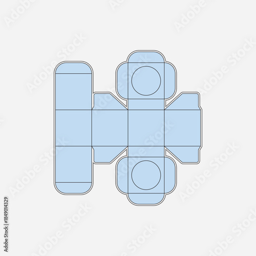 Packaging box with supporter and circle window die cut template design
