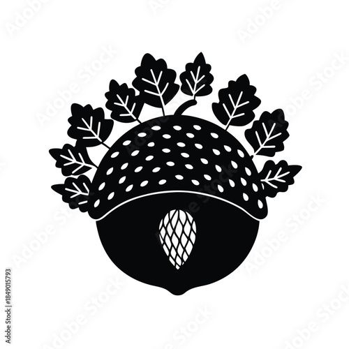 Brown seashell vector illustration on black background with natural decoration elements